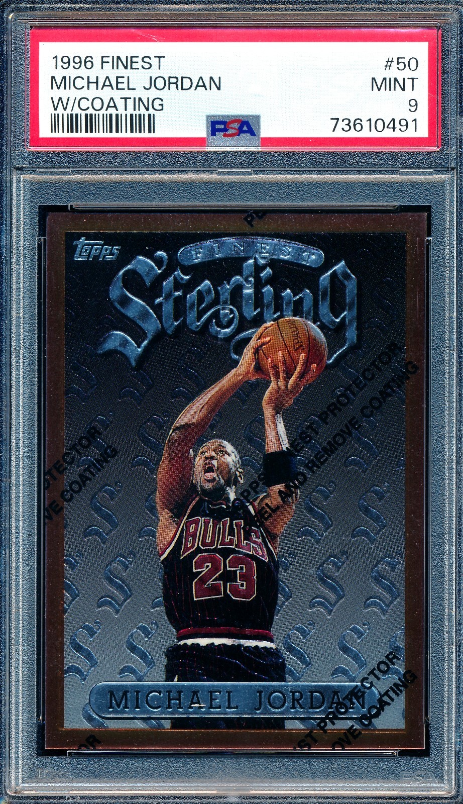 MICHAEL JORDAN 1996-97 TOPPS FINEST STERLING BRONZE W/ PEEL PSA 9 MINT CARD #50!