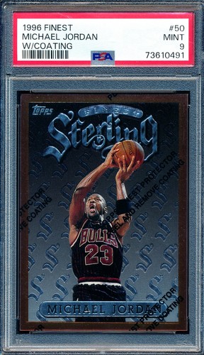 MICHAEL JORDAN 1996-97 TOPPS FINEST STERLING BRONZE W/ PEEL PSA 9 MINT CARD #50!