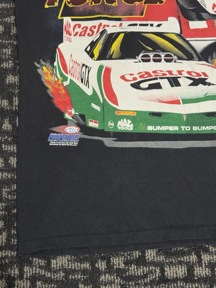 Camiseta vintage años 90 NHRA John Force WINSTON DRAG RACING ESTAMPADO POR TODAS PARTES XL Foto 3 de 4