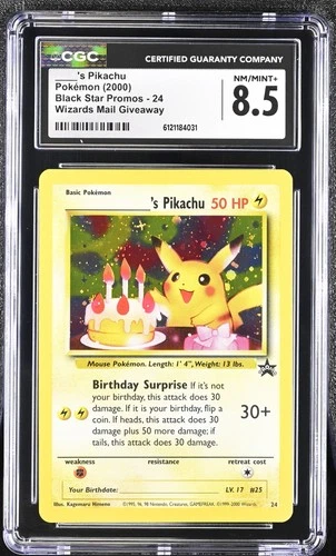 CGC 8.5 Birthday ____'s Pikachu 2000 Black Star Promos 24 Holo Pokemon Card