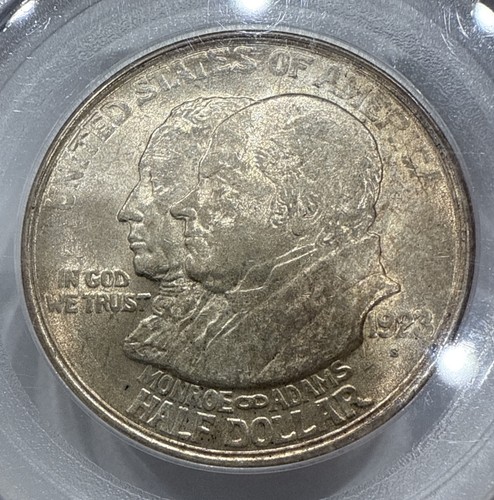 1923-S Monroe Doctrine Commemorative Silver Half Dollar 50C Coin PCGS AU58 OGH - Picture 3 of 4