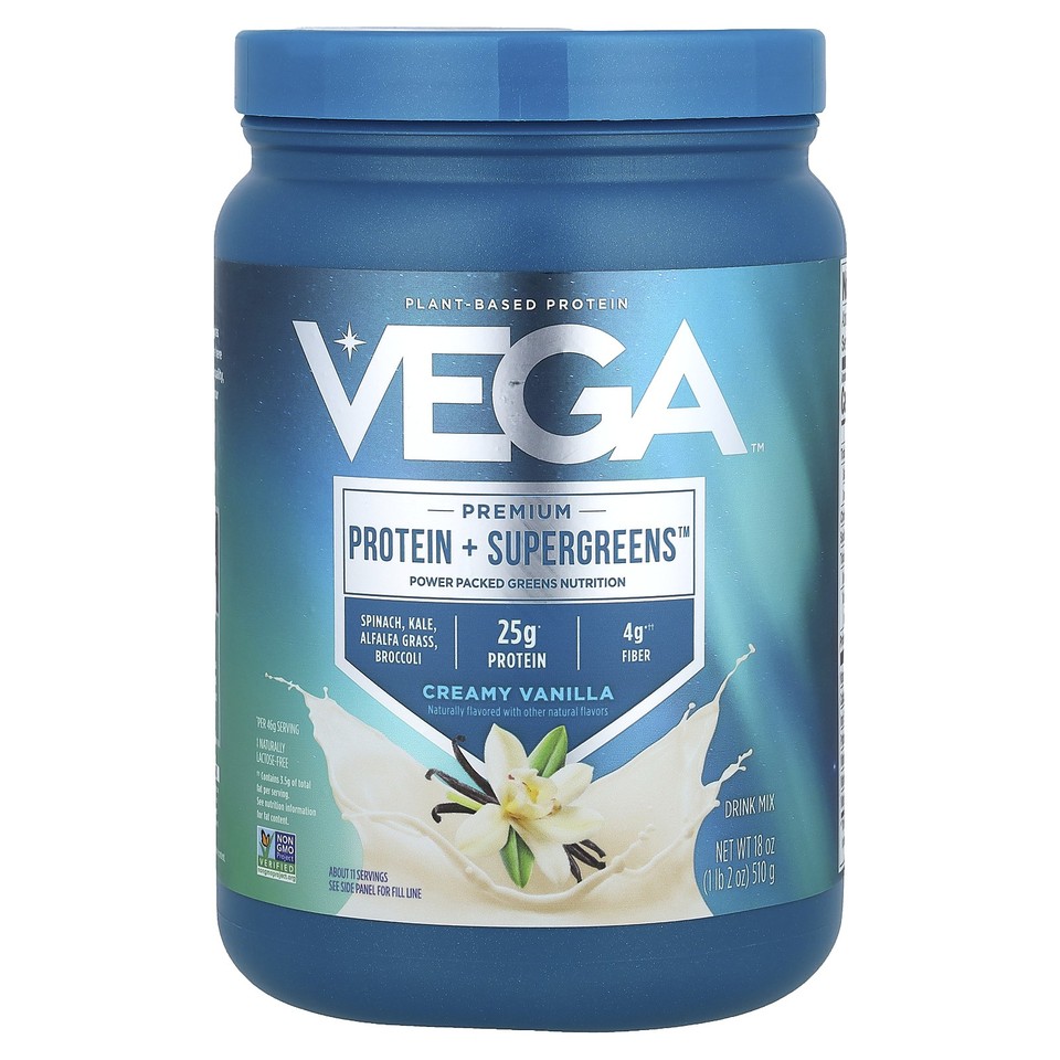 Premium, Protein + Supergreens™, Creamy Vanilla, 1 lb 2 oz (510 g)