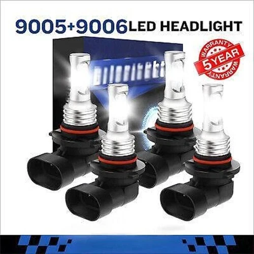 9006 9005 LED Headlight KIT Combo Bulbs High Low Beam Super Bright White 10000K