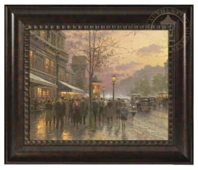 Thomas Kinkade Paris Boulevard Lights 16 x 20 Brushstroke Vignette Framed - Image 1 of 2