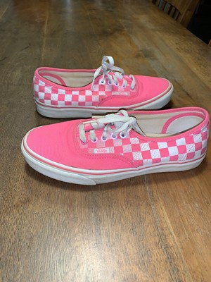 neon pink checkered vans