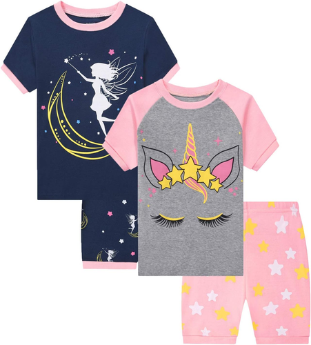 Little Girls Cotton Short Pajamas Summer Kids Clothes Toddler Toddler Pjs Sets