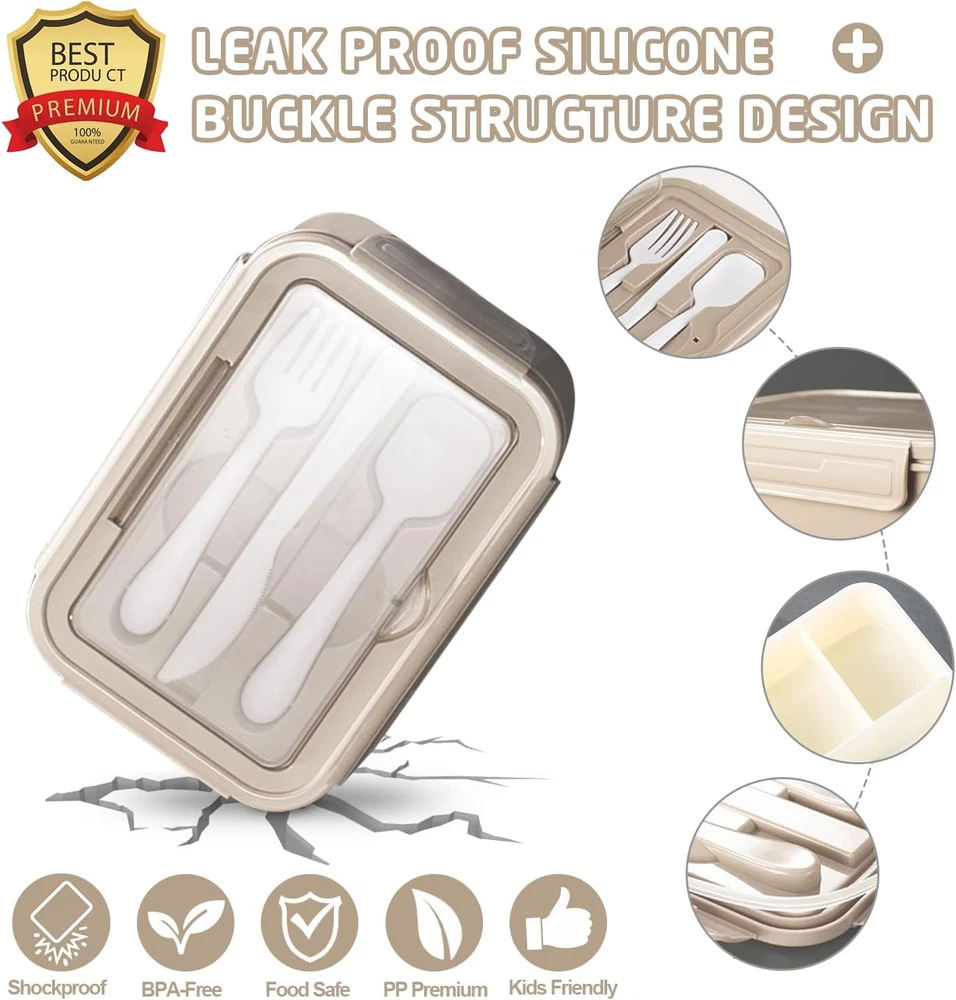 Bento Lunch Box for Kids, Bento Box Adults Lunch Box Leak-Proof for Kids Toddler