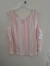 Womens Time And Tru Size XL 16-18 Core Striped Tank NWT