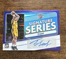 2020-21 Optic Signature Series TJ Leaf Purple Holo Prizm Rookie Auto Pacers SP
