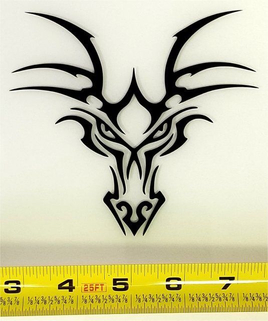 Tribal Dragon Head! HQ Single Color High Gloss 5.0 x 4.5 Vinyl Decal!