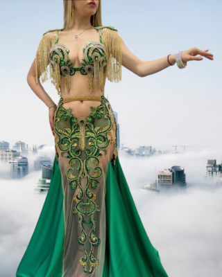 slim fit dress slacks [US warehouse] belly dance costume diamond strap bra slit big swing skirt  performance suit oriental dance competition costume main image 1