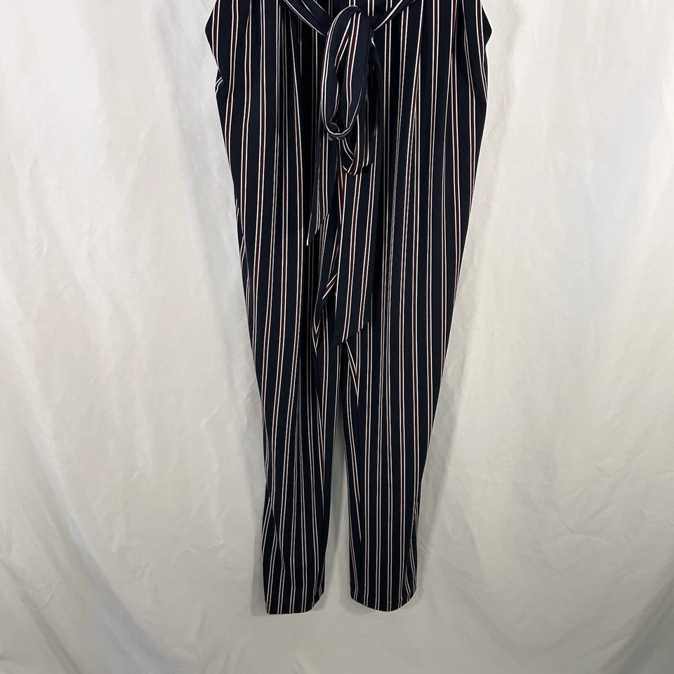 Женский комбинезон Express XS синий красный в полоску с поясом рукав 3/4 v-образным вырезом - Изображение 3 из 4