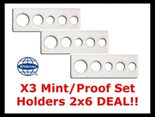 3 Whitman Mint / Proof Set Snaplock Holders 5 Hole 2x6 For CENT To HALF DOLLAR 