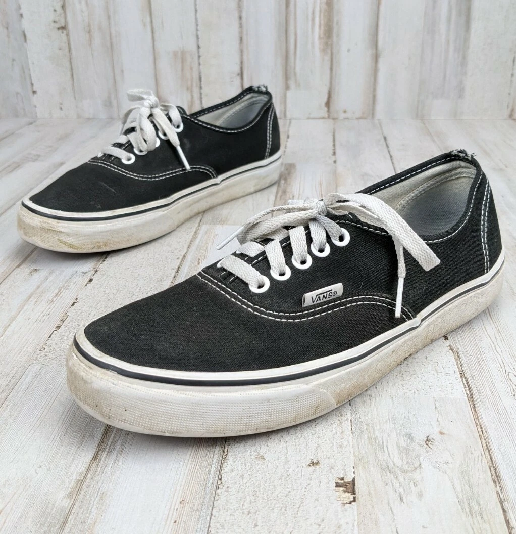 Vans Lace Up Skate Shoes Mens Size 8 Womens 9.5 Black Gum Sole TC7H