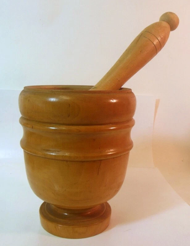 Vtg Wood MORTAR & PESTLE Italy Kitchen Entertaining COUNTRY French Italian
