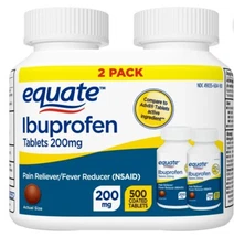 Twin Pack Equate Ibuprofen 200mg Tablets 500 Count *Advil Compare Free Shipping