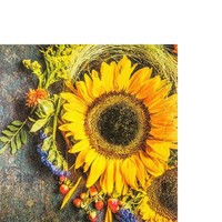 20 Kleine Cocktailservietten Sunny Autumn Sonnenblume Garten Gelb Deko 25X25Cm