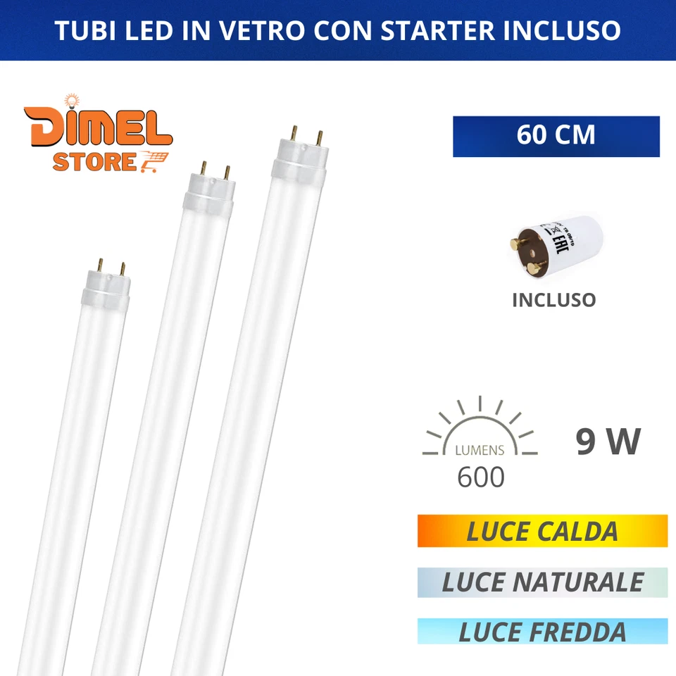 TUBO NEON LED TUBO G13 T8 60 90 120 150 cm LUCE CALDA NATURALE FREDDA - Image 2 of 4
