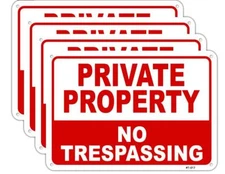 Large 'No Trespassing' Signs Weatherproof Aluminum UV-Protected - Set of 4