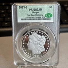 2023 $1 S Proof Silver Morgan Dollar CAC PR70 DCAM First Day of Delivery