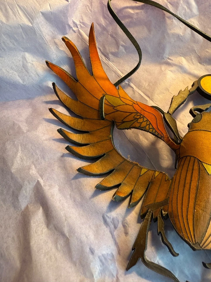 Hand-Crafted LEATHER Fantasy Mask Egyptian Scarab One of a kind - Image 4 of 4