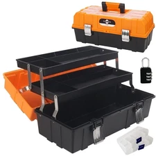 16.5-Inch Tool Box Organizer 3-Layer Multiplication Plastic Storage Toolbox w...