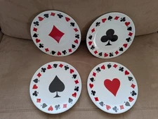 Poker Game Night 6.25" Snack Appi Plates Playing Card Suits Luminarc Set of 4