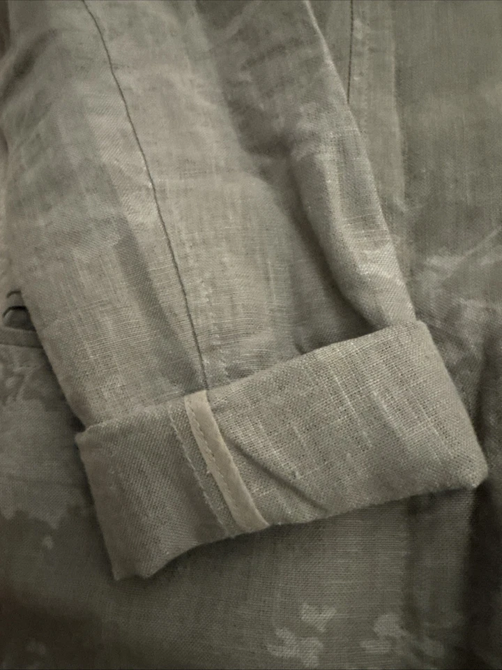 Chaqueta Plumero PERUVIAN CONNECTION 100% Lino Largo Medio Floral Usada en Excelente Condición Talla US 4 Foto 4 de 4