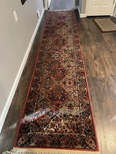 VINTAGE Karastan Wool Runner 2'6"x5'7" Red Floral Persian Sarôuk Style