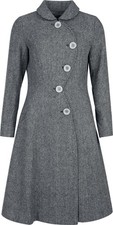 Voodoo Vixen Mantel Damen Curved Button Down Coat grau Rockabilly