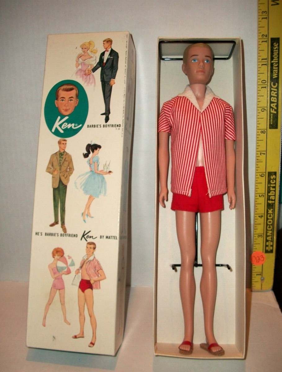 VINTAGE Barbie 1964 KEN HE'S A DOLL WITH BOX STAND & ORIGINAL