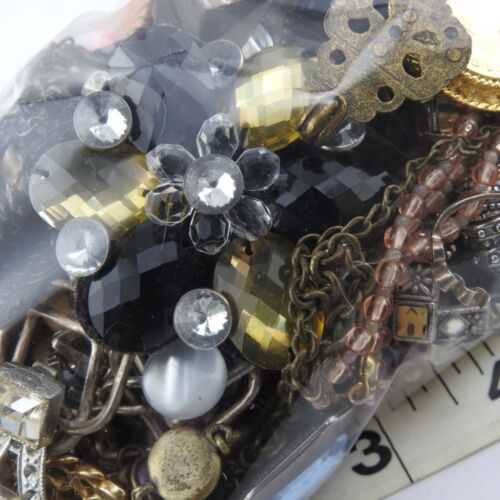 Sacchetto vintage 1,25 libbre di gioielli RICAMBI artigianato riparazione strass - Foto 4 di 9