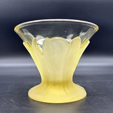 Viking Art Glass Pastel Bouquet Compote Vase in Yellow Satin Frost #8003