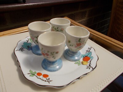 ART DECO PHOENIX WARE AREORETUM TF & S LTD TELLER MIT 4 EIERBECHERN VON D UPCHURCH
