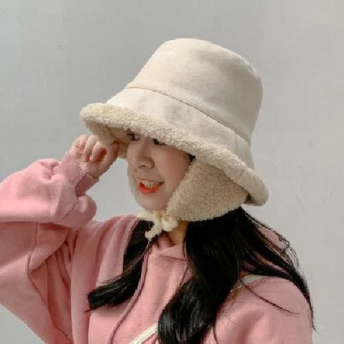 New Women Winter Bucket Hat Fleece Faux Fur Plush Hat Soft Warm With Ear Flaps - Bild 4 von 9