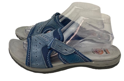 Earth Spirit Sandals Womens 9.5 Blue Leather Slip On Causal Comfort Slide Summer - Picture 5 of 11