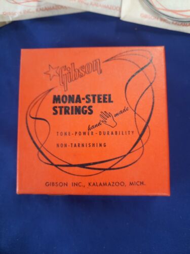 4  Gibson Mona-Steel Guitar String A or 5th Wound & Box 1950's - Picture 1 of 4