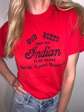 1980s VINTAGE INDIAN MOTORCYCLES FLATHEAD T-SHIRT MEN SZ S 80s SCREEN STARS TAG