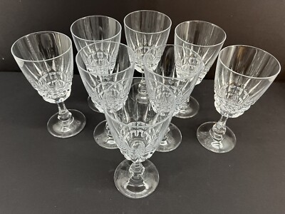 Cristal d' Arques ''Pompadour'' Wine Glasses (8) French Bistro Stemware 6  Vintage