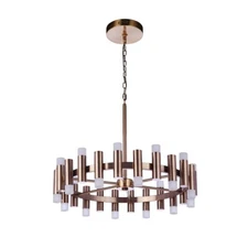 Craftmade Simple Lux 24 Light LED Chandelier, Satin Brass/Frosted - 57524-SB-LED