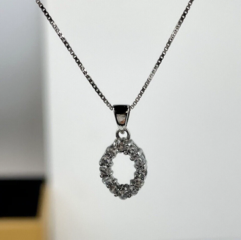 Collana lettera O in argento 925 uomo donna puntiluce brillanti iniziale di nomi - Immagine 3 di 4