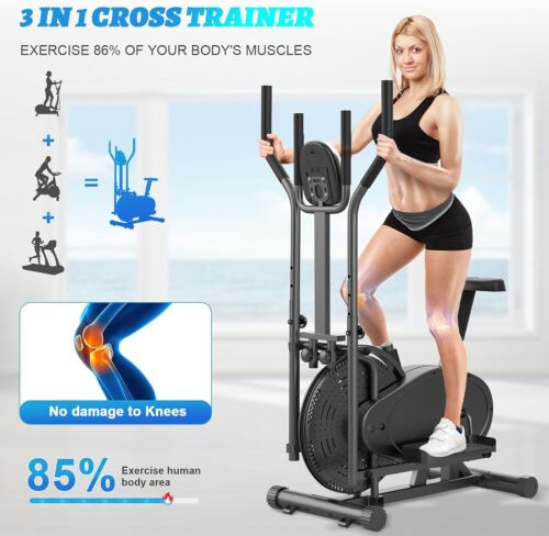 Elliptical Cross Trainer, 2 in 1 Cross Trainer Exercise Bike with Adjustable Sea - Picture 5 of 7