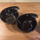 Set Of 2 Frankoma Pottery Bowls With Handle Black 5.25 Inches