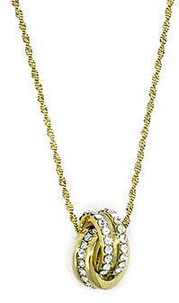 Kelsey Knot Necklace, Genuine Swarovski Crystals, 14K Gold