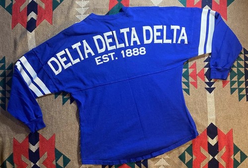 Spirit Jersey Active Sorority Tri-Delt Delta Delta Delta V T-shirt USA S