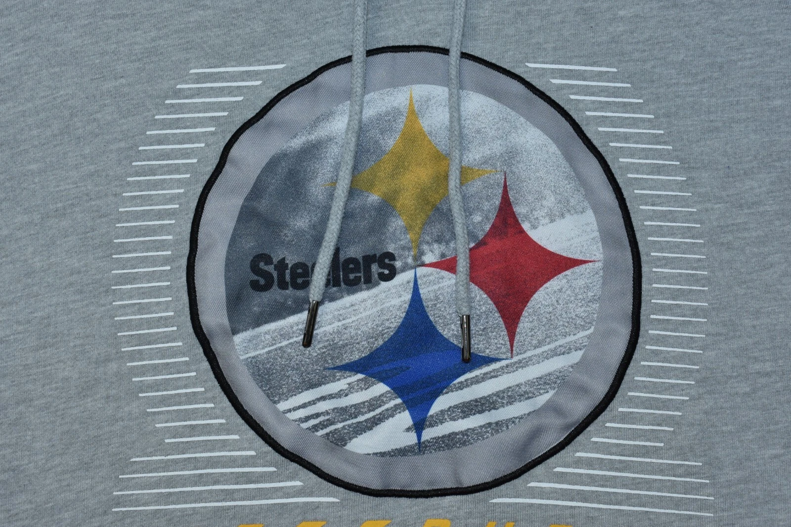 VETEMENTS Felpa NFL Team Apparel unisex Pittsburgh Steelers taglia L grigia con cappuccio