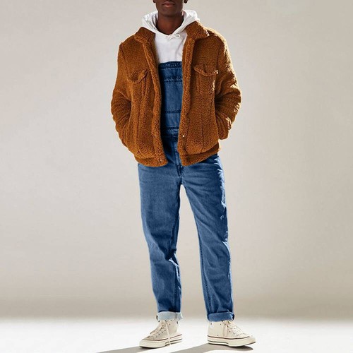 Men's Workwear Denim Jeans Overalls Cargo Dungarees Slim Fit Jumpsuit Pants - Picture 7 of 15