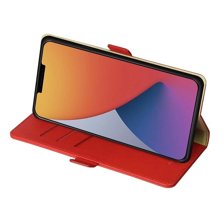 Funda de cuero abatible horizontal con soporte y ranura para tarjeta y billetera para iPhone TPU + PU Foto 4 de 4