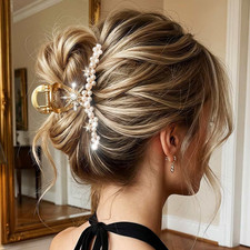 Pearl Hair Claw Clip Gold Rhinestone Star Hair Clips Metal Alloy Claw Clips for