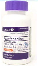 Dr Reddys Fexofenadine 180 mg Tablets Allergy Relief 100 Count -Exp Date 12/2026